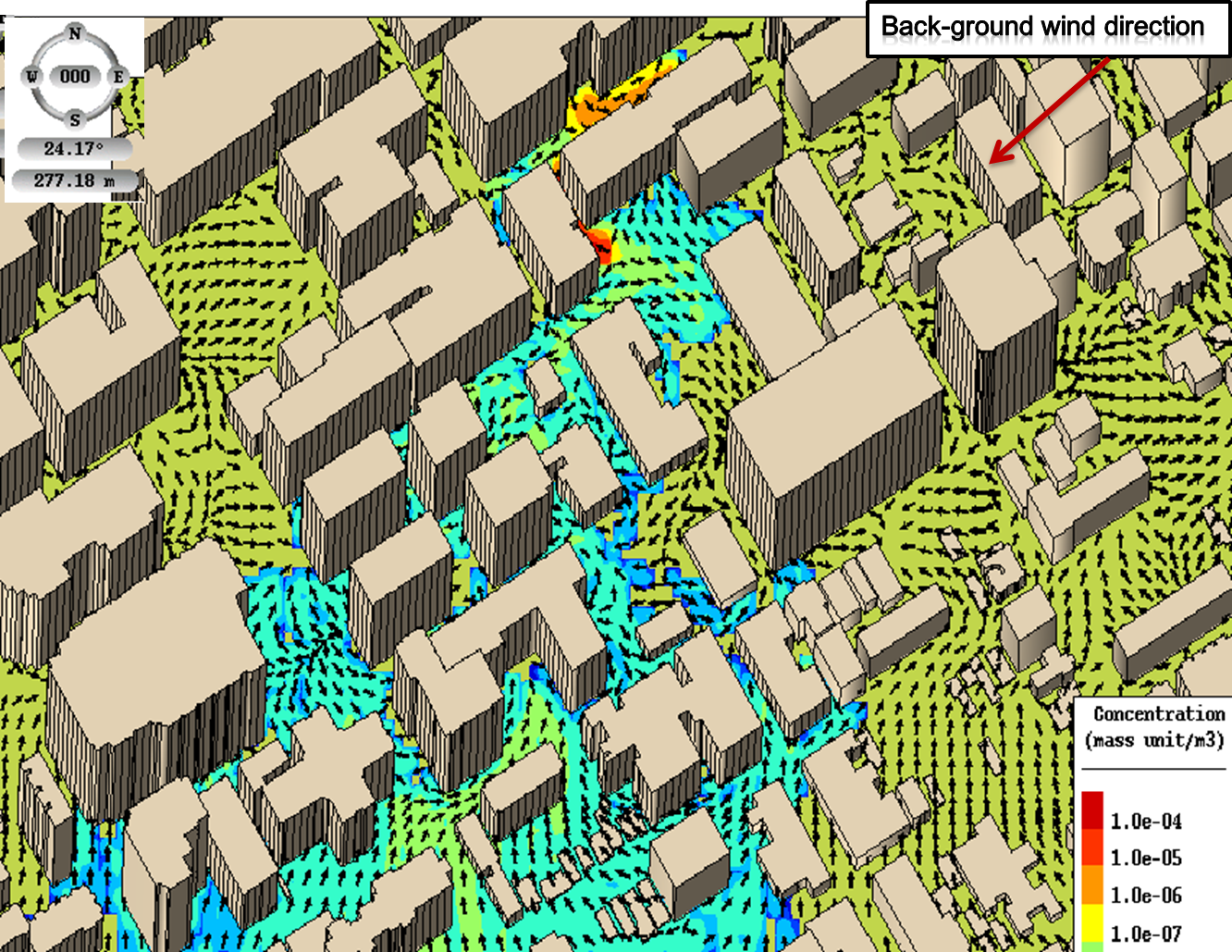 Downtown Ottawa-Concentration and wind at ground