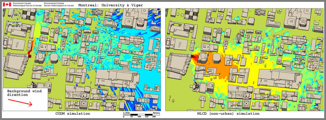 Downtown Montreal-Concentration at ground - comparison CUDM and MLCD